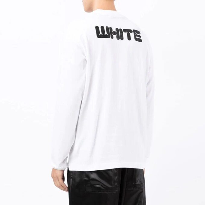 Off-White Herre FW21 Logo-trykk Langermet Løs Passform Hvit