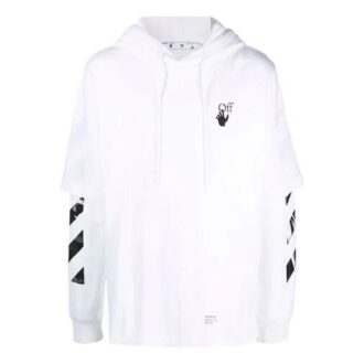 Off-White Herre FW21 Logo-trykk Pullover Løs passform Hvit