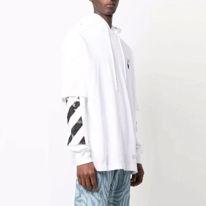 Off-White Herre FW21 Logo-trykk Pullover Løs passform Hvit