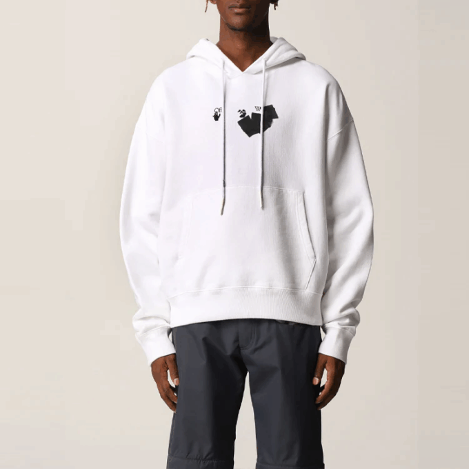 Off-White Herre FW21 Logo-trykk Pullover Løs versjon Hvit