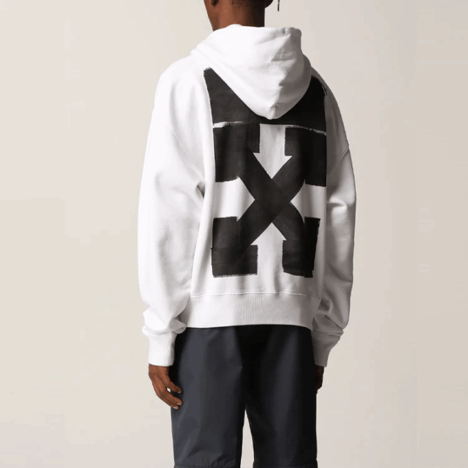 Off-White Herre FW21 Logo-trykk Pullover Løs versjon Hvit