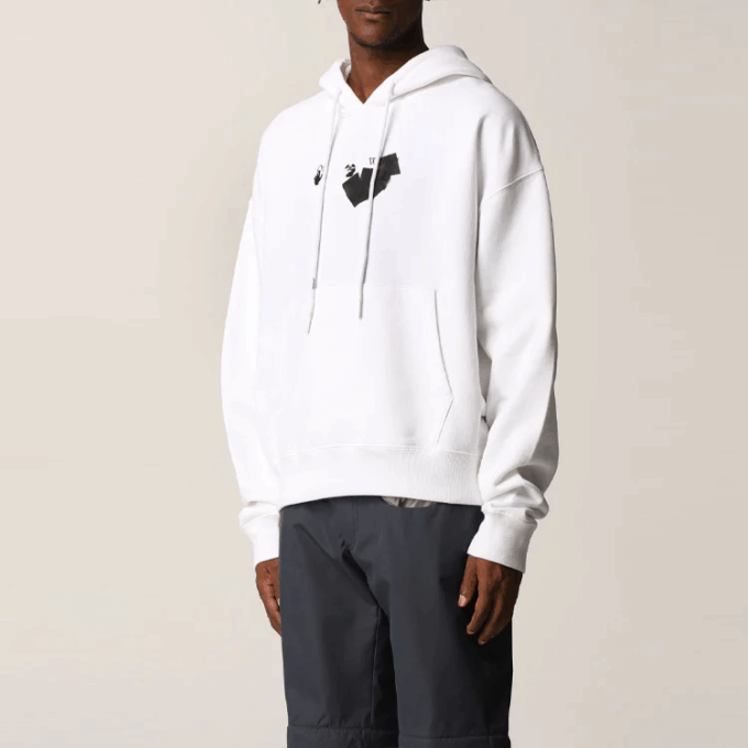 Off-White Herre FW21 Logo-trykk Pullover Løs versjon Hvit