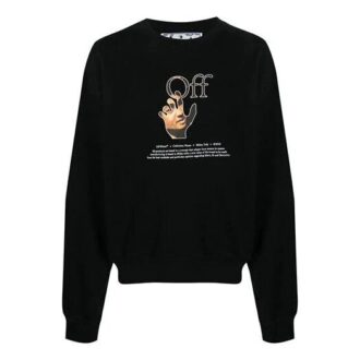 Off-White Herre FW21 Logo-trykk Rund hals Langermet Løs passform Svart