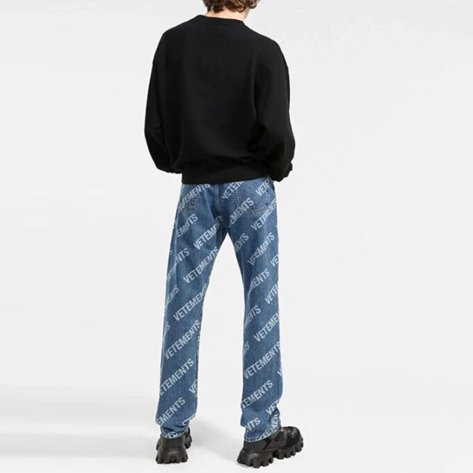 Off-White Herre FW21 Logo-trykk Rund hals Langermet Løs passform Svart