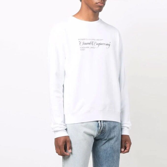 Off-White Herre FW21 Maleri-mønster Rundhalset genser Slim Fit Hvit