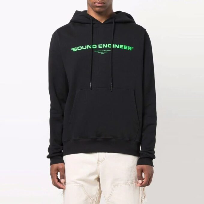 Off-White Herre FW21 Maleri-mønster Snøring Hette Langermet Løs Passform Svart