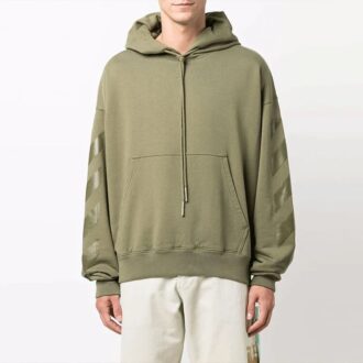 Off-White Herre FW21 Mønstertrykk Hette Langermet Løs Passform Grønn
