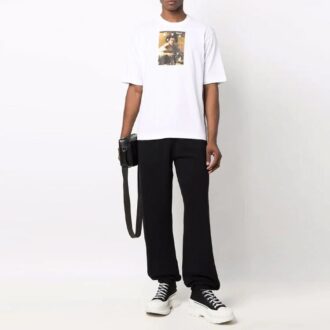 Off-White Herre FW21 Mønstertrykk Rundhalset Kortærmet Hvit T-skjorte i Shorts