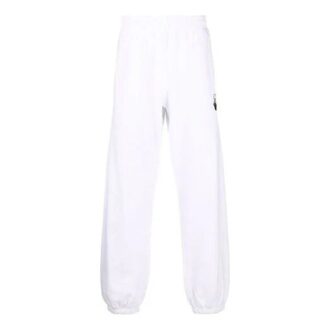 Off-White Herre FW21 Pil-trykk Ensfarget Sportsbukser/Joggebukser Løs Passform Hvit