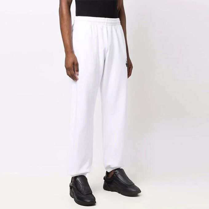 Off-White Herre FW21 Pil-trykk Ensfarget Sportsbukser/Joggebukser Løs Passform Hvit