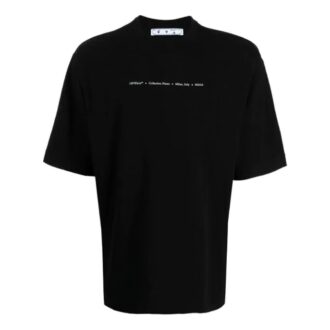 Off-White Herre FW21 Pilemønster Alfabet Kortærmet Løs Passform Svart T-skjorte
