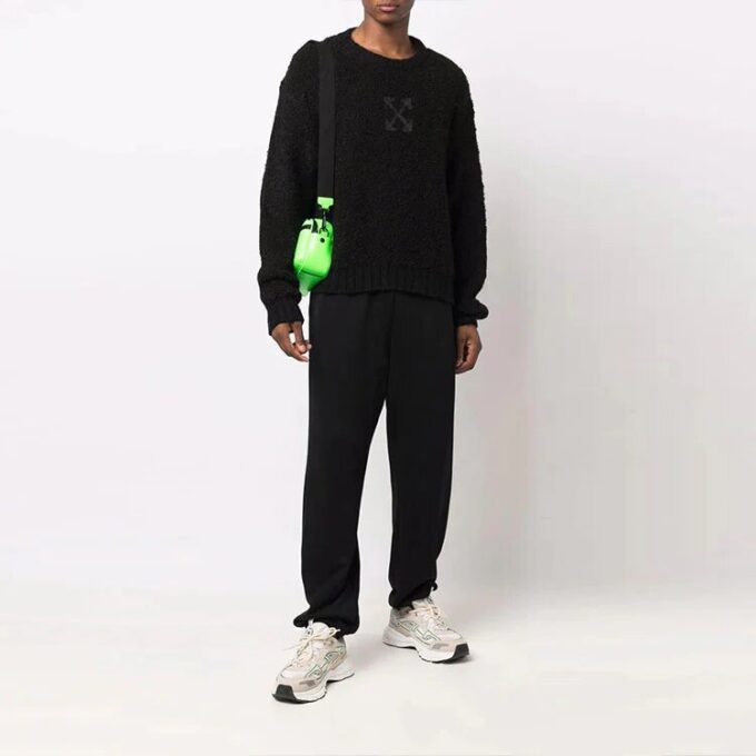Off-White Herre FW21 Pilmønster Langermet Rundhalset Ullgenser Svart