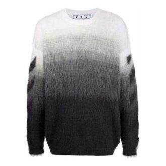 Off-White Herre FW21 Plush Gradient Rundhalset Langermet Pullover Ullgenser Løs Passform Høst Svart