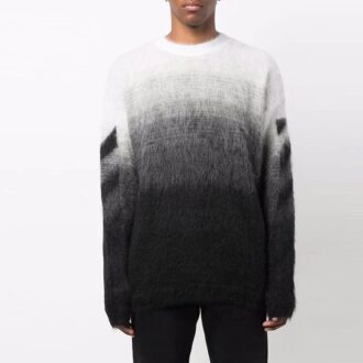 Off-White Herre FW21 Plush Gradient Rundhalset Langermet Pullover Ullgenser Løs Passform Høst Svart