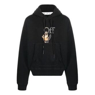 Off-White Herre FW21 Pullover med morsom logotrykk, løs passform, svart
