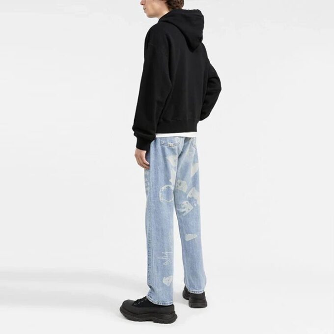 Off-White Herre FW21 Pullover med morsom logotrykk, løs passform, svart