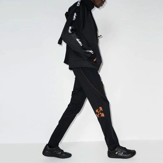 Off-White Herre FW21 Rett Snøring Sportsbukser/Joggebukser Slim Fit Svart