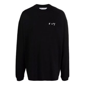 Off-White Herre FW21 Rundhalset genser med logo på brystet, løs passform, svart