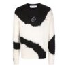 Off-White Herre FW21 Tie-dye-mønster Colorblock Strikk Rundhalset Pullover Ullgenser Løs Passform Hvit