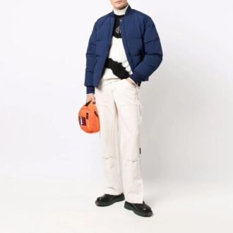 Off-White Herre FW21 Tie-dye-mønster Colorblock Strikk Rundhalset Pullover Ullgenser Løs Passform Hvit