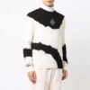 Off-White Herre FW21 Tie-dye-mønster Colorblock Strikk Rundhalset Pullover Ullgenser Løs Passform Hvit