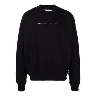 Off-White Herre FW21 Tornado Arrow Logo-trykk Pullover Rund hals Løs passform Svart