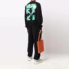 Off-White Herre FW21 Tornado Arrow Logo-trykk Pullover Rund hals Løs passform Svart