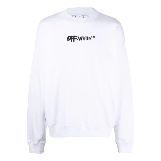 Off-White Herre FW22 Alfabet-trykk Pullover Rundhals Langermet Versjon Hvit