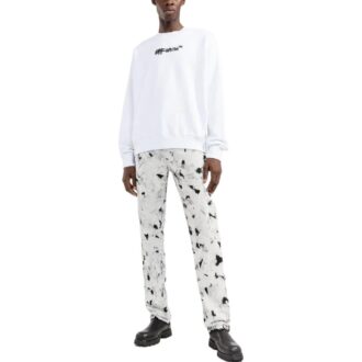 Off-White Herre FW22 Alfabet-trykk Pullover Rundhals Langermet Versjon Hvit