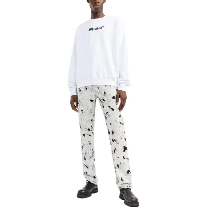 Off-White Herre FW22 Alfabet-trykk Pullover Rundhals Langermet Versjon Hvit