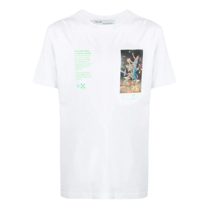 Off-White Herre FW22 Alfabet-trykk Rund hals Kort ermet Hvit T-skjorte
