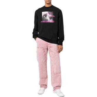 Off-White Herre FW22 Alfabetlogo mønstertrykk Rundhalset genser Langermet Svart