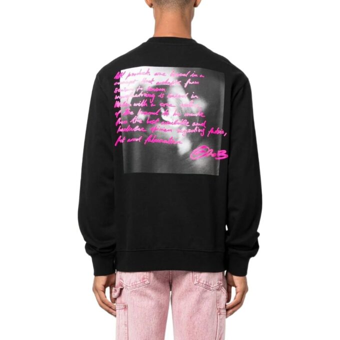 Off-White Herre FW22 Alfabetlogo mønstertrykk Rundhalset genser Langermet Svart
