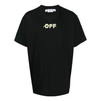 Off-White Herre FW22 Alfabetlogo Mønstertrykk Rundhalset Kortærmet Løs Passform Svart T-skjorte