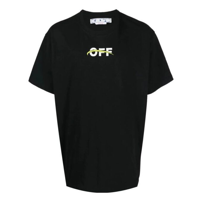 Off-White Herre FW22 Alfabetlogo Mønstertrykk Rundhalset Kortærmet Løs Passform Svart T-skjorte