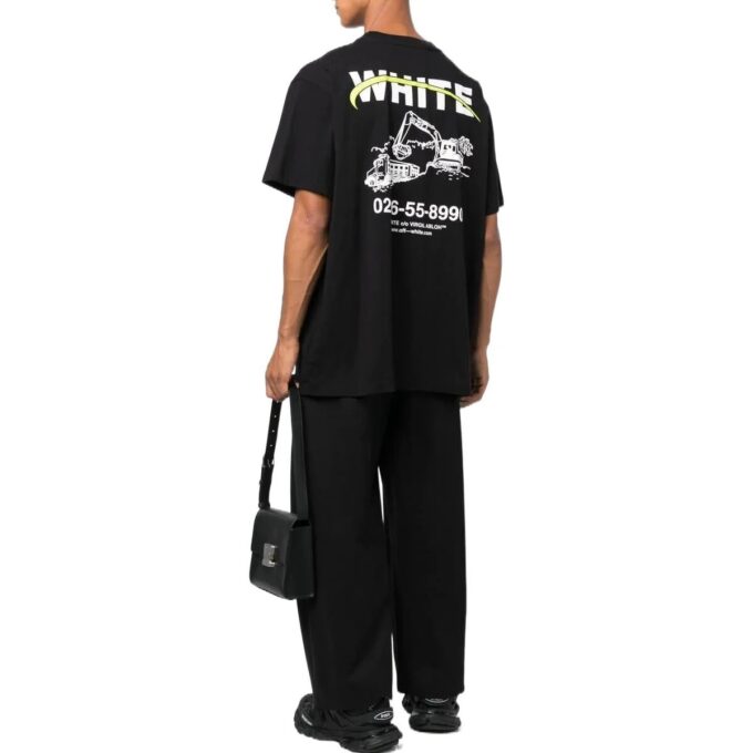 Off-White Herre FW22 Alfabetlogo Mønstertrykk Rundhalset Kortærmet Løs Passform Svart T-skjorte