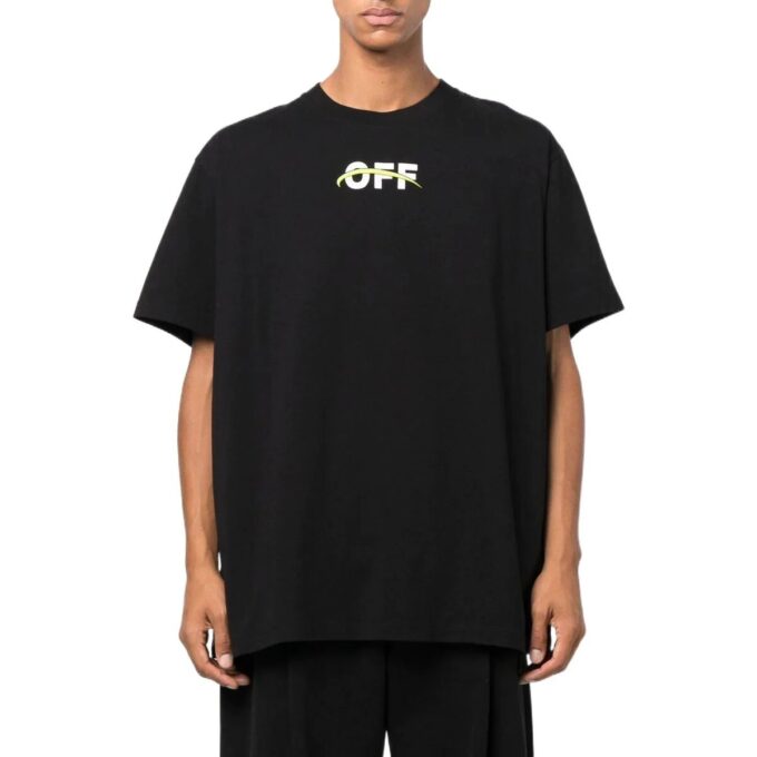 Off-White Herre FW22 Alfabetlogo Mønstertrykk Rundhalset Kortærmet Løs Passform Svart T-skjorte
