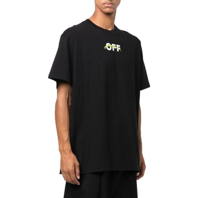 Off-White Herre FW22 Alfabetlogo Mønstertrykk Rundhalset Kortærmet Løs Passform Svart T-skjorte