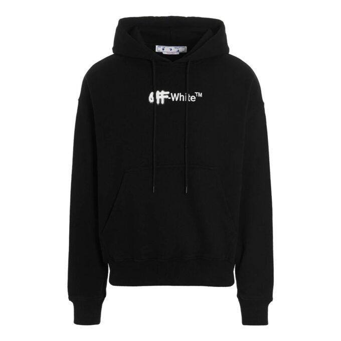 Off-White Herre FW22 Alfabetlogo-trykk Hette Langermet Løs passform Svart