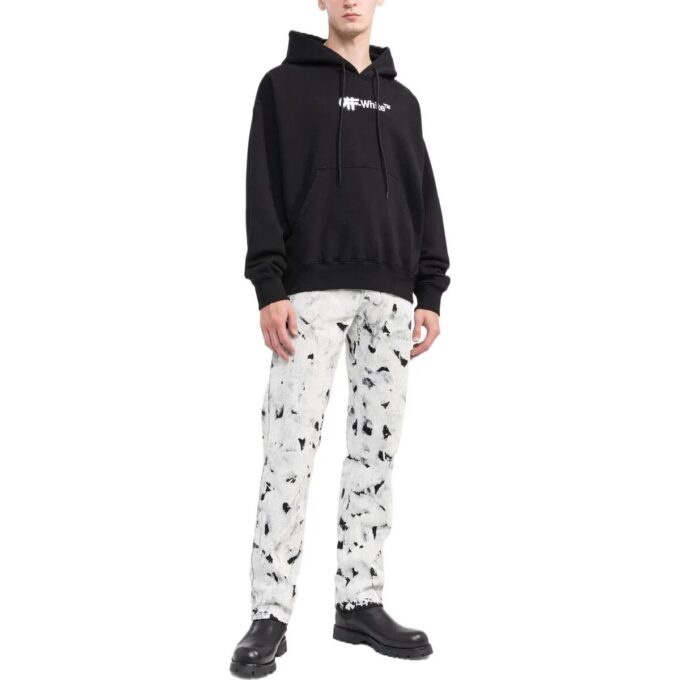 Off-White Herre FW22 Alfabetlogo-trykk Hette Langermet Løs passform Svart