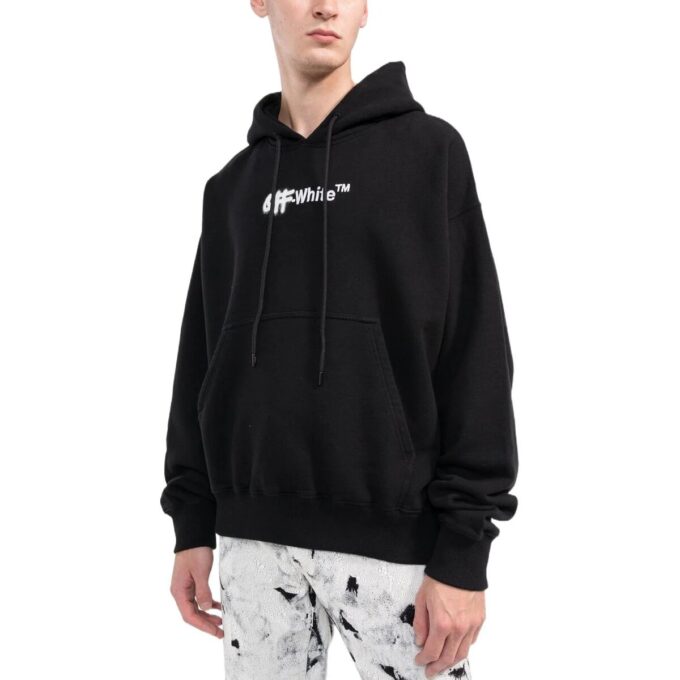 Off-White Herre FW22 Alfabetlogo-trykk Hette Langermet Løs passform Svart