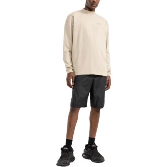 Off-White Herre FW22 Alfabetlogo-trykk Rund hals Langermet Løs passform Kremhvit T-skjorte