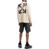Off-White Herre FW22 Alfabetlogo-trykk Rund hals Langermet Løs passform Kremhvit T-skjorte