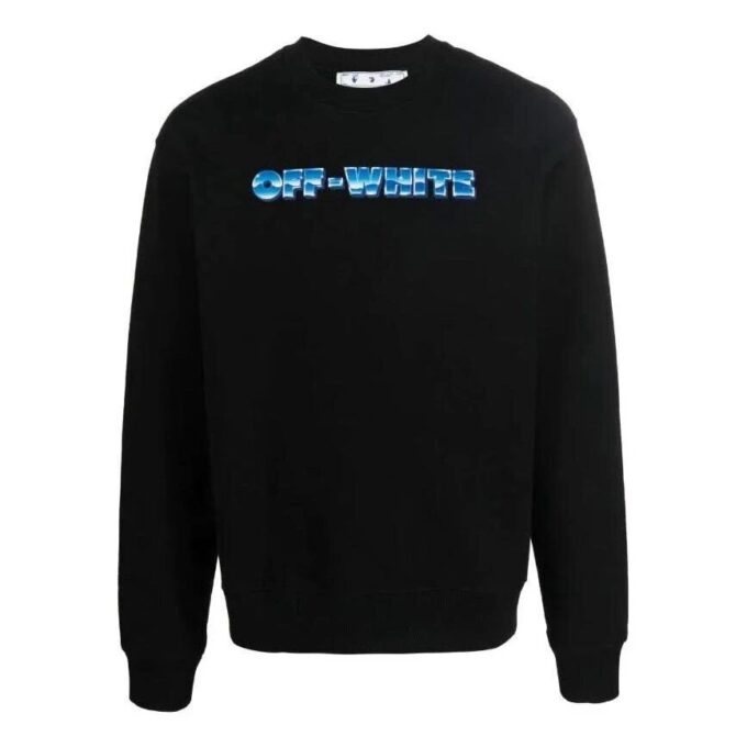 Off-White Herre FW22 Alfabetlogo-trykk Rund hals Langermet versjon Svart
