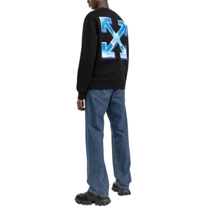 Off-White Herre FW22 Alfabetlogo-trykk Rund hals Langermet versjon Svart