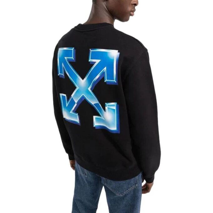 Off-White Herre FW22 Alfabetlogo-trykk Rund hals Langermet versjon Svart
