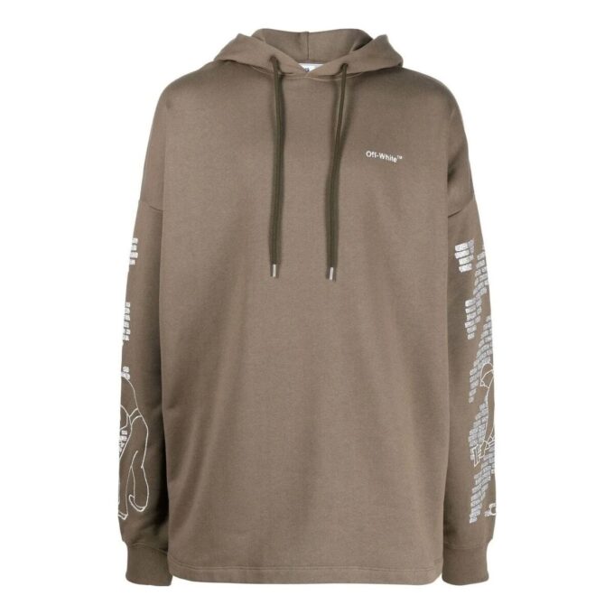 Off-White Herre FW22 Arrow Logo-trykk Snøring Løs Passform Khaki