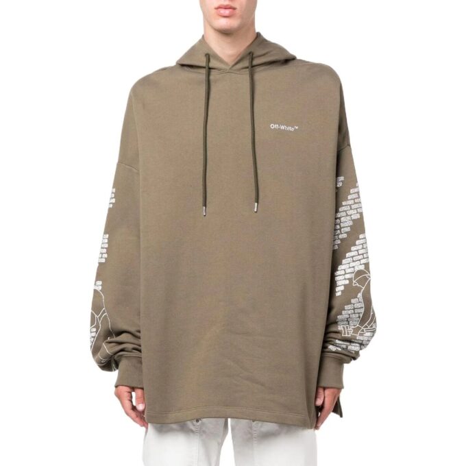 Off-White Herre FW22 Arrow Logo-trykk Snøring Løs Passform Khaki