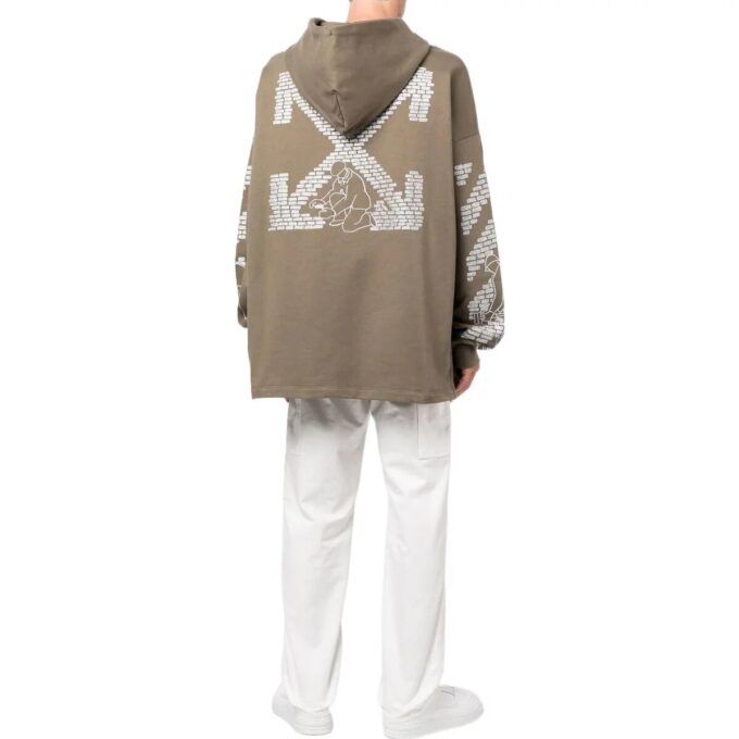 Off-White Herre FW22 Arrow Logo-trykk Snøring Løs Passform Khaki