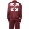 Off-White Herre FW22 Arrow Pattern Printing Zipper Casual Jacket Loose Fit Rød